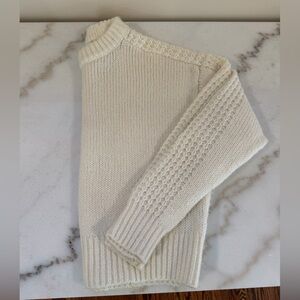 Abercrombie & Fitch Cream Scoop-Neck Cable-Trim Sweater
